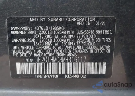 2021 Subaru Crosstrek Limited from USA, damaged, VIN JF2GTHMC8MH316117